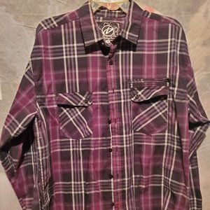 Mens Drill Clothing Company Purple Plaid Medium Long Sleeve Button Up Shirt